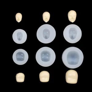 Silicone face molds detail view showing multiple sizes of clay facial parts for DIY crafting.