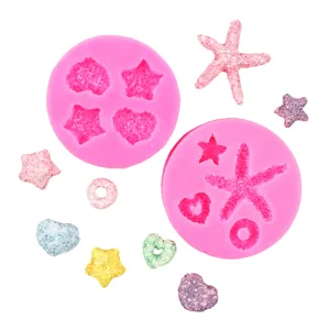 Silikonform-Set mit Herz-, Stern-, Seestern- und Donut-Formen zum Backen und Basteln.