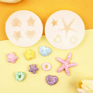 Silikonform Set mit Herz, Stern, Seestern und Donut Motiven fur DIY Backen oder Kunstharz Handwerk.