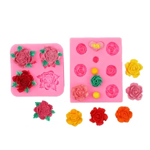 Set de moldes de silicona de rosas para fondant, decoración de pasteles DIY y resina.