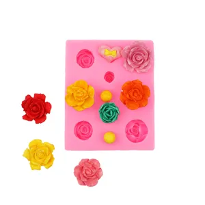 Molde de silicona con flor de rosa para decoración de tartas, herramienta de resina DIY.
