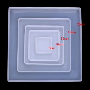 Quadratische Spiegeloberfläche Silikonharzform Für DIY Kristall Epoxy Ton Pressplatte Displayständer Basis Material Zubehör Gusswerkzeug