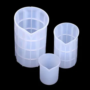 DIY silicone measuring cups set for epoxy resin casting, 750ml 300ml 100ml with scale marks.