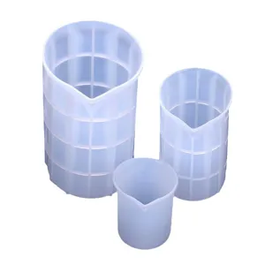 DIY silicone measuring cup set crystal epoxy resin molds with scale reusable crafting tools
