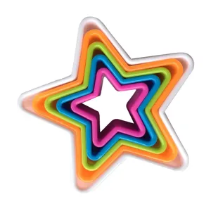 Juego de cortadores de galletas de estrella de plastico, moldes 3D para reposteria.