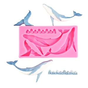 Moule en silicone baleine océan pour gâteau fondant, outils de décoration de cuisson chocolat marin.