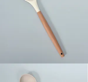 Silikon Kochlöffel mit Massivholzgriff Antihaft Küchenutensil für tägliches Kochen