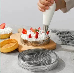 Edelstahl gelochter Tarte-Ring Backform Set für professionelle DIY Küche Gebäck Desserts