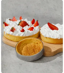 Edelstahl perforierter Tarte Ring französischer Mousse Kuchenform Backwerkzeug Detail