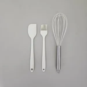 Ensemble de spatules en silicone 3 pieces ustensiles de cuisine fouet et pinceau a huile