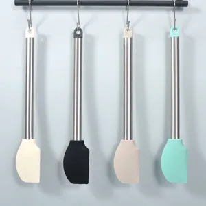 Modern Silicone Baking Spatula With Stainless Steel Handle Heat Resistant Cake Cream Scraper Dough Blender Kitchen Tool