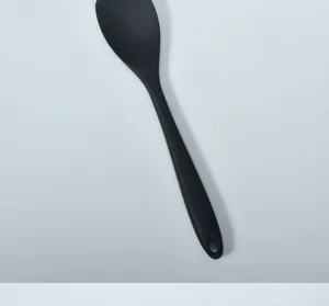 Schwarzer Silikon-Kochlöffel, hitzebeständiger Küchenspatel zum Kochen und Backen.