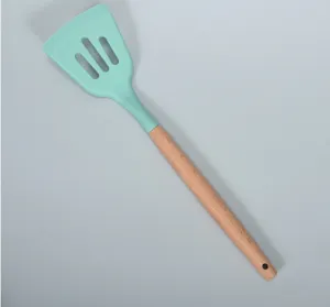 Silikon Kochlöffel mit Holzgriff, hitzebeständiges Küchenhelfer für Antihaft Pfannen.