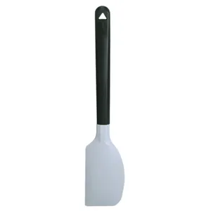 Silikon Spatel zum Backen und Kochen mit schwarzem Griff und weissem Kopf, Hauptansicht.