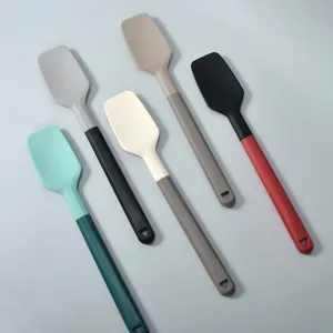 Colorful silicone spatula set with color block handle for baking cream scraper tool