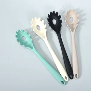 Hitzebeständige Silikon Spaghettilöffel Set, antihaftbeschichtete Nudellöffel für Küche.