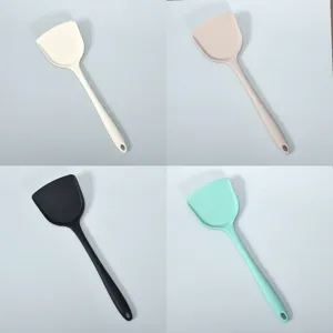 Thick silicone spatula for non-stick pans heat resistant kitchen cooking tool set 4 colors