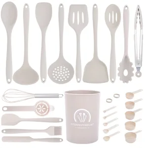 Hitzebeständiges Silikon Küchenutensilien Set mit Aufbewahrungshalter für Kochen