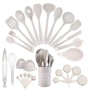 28-piece heat-resistant silicone kitchen utensil set, perfect for non-stick cookware items.