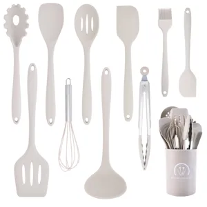 Modern Silikon Küchenhelfer Set Hitzebeständig Antihaft Kochlöffel Pfannenwender Halter Zange Schneebesen Pinsel Küchengeräte Werkzeuge