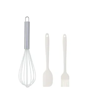 Ensemble de 3 ustensiles de cuisson en silicone spatule fouet et pinceau à huile