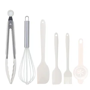 Silicone kitchen utensils 6-piece set food tongs whisk spatulas oil brush baking tools