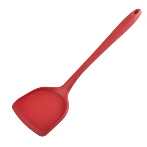Roter einteiliger Silikon-Pfannenwender für Antihaft-Kochgeschirr, hitzebeständiges Küchen-Tool.