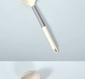 Stainless steel handle silicone soup ladle kitchen cooking tool detail view main item