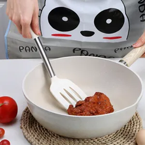 Spatola in silicone con manico in acciaio inossidabile, paletta forata resistente per cucina.