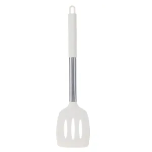Paletta forata in silicone con manico in acciaio inox utensile da cucina