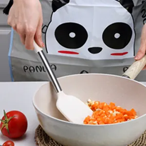 Stainless steel handle silicone spatula for non-stick pan cooking kitchen tool heat resistant