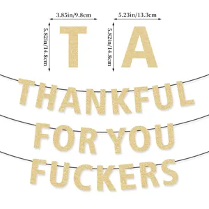 Thanksgiving party decoration glitter gold banner hanging letters holiday event supplies