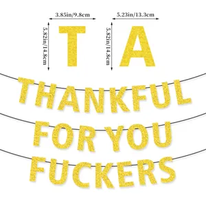 Glitter gold letter banner for Thanksgiving party, funny friend gathering decoration string flag.
