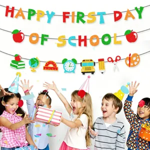 School banner glitter decorations back to school party supplies kindergarten classroom hanging banner
