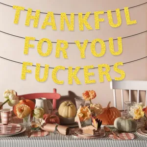 Decorative Thanksgiving party banner for autumn holiday friends gathering celebration.