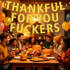 Thanksgiving party decoration banner gold glitter hanging sign autumn friends gathering setup