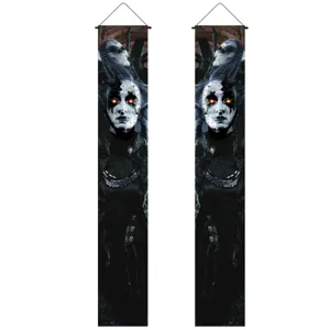 Halloween Porch Hanging Banners Spooky Ghost Face Skull Door Couplets Party Decorations