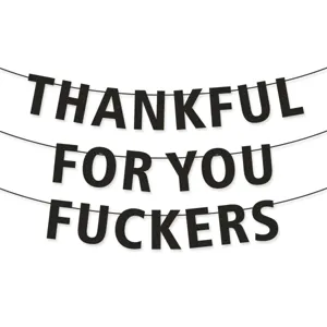 Thanksgiving party letter banner decoration, funny glitter black hanging sign party flag