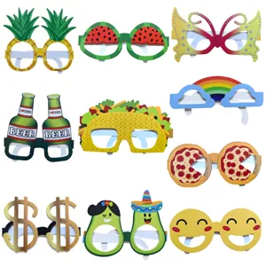 Set de gafas de papel hawaianas accesorios de fotos de playa de verano divertidos