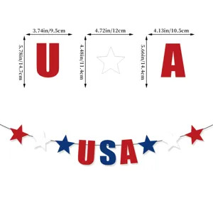 Banner de decoración de fiesta 4 de julio USA guirnalda de estrellas rojo blanco azul celebración
