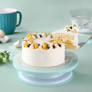 Set Piatto Girevole per Torte da 6 Pezzi in PP e Acciaio Inossidabile Supporto Girevole con Spatole e Raschietti per Cucina Fai da Te