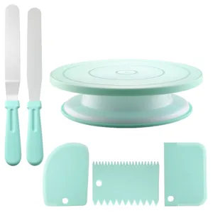Set Alzata Girevole per Torte da 6 Pezzi con Spatole e Raschietti per Pasticceria DIY