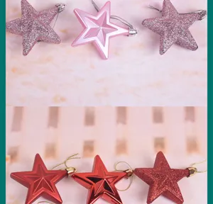Decoracion estrella arbol de Navidad 7cm colgante pentagrama brillante fiesta decoracion navideña