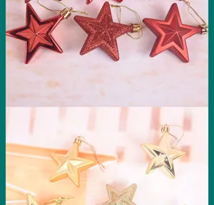 Decoraciones de árbol de navidad estrellas colgantes adornos de plástico detalles