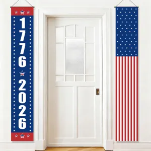 Poliéster Día de la Independencia Letrero de Porche Acoplamiento USA Bandera Patrón Hogar Colgante Banner Para Patriótico Fiesta Decoración