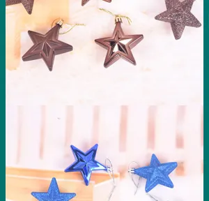 7CM 3D adornos de estrella de Navidad colgante, decoraciones brillantes para árbol.