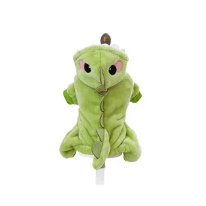 Simpatico costume da dinosauro in peluche per cani di piccola taglia, felpa invernale calda.