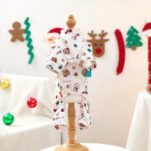 Pijama navideño para perros pequeños, ropa de invierno cálida con bonito estampado festivo.