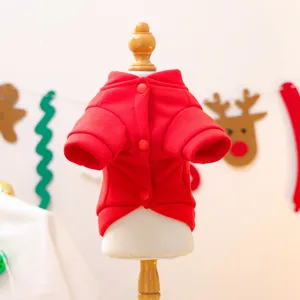 Cane rosso inverno pile felpa con cappuccio vestiti caldi cuccioli dettaglio vista
