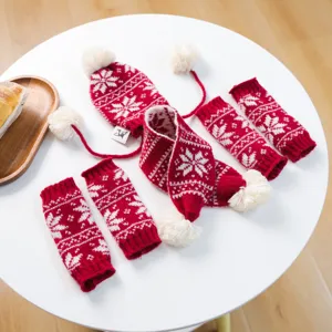 Natale animale domestico lavorato a maglia cappello sciarpa inverno caldo cucciolo